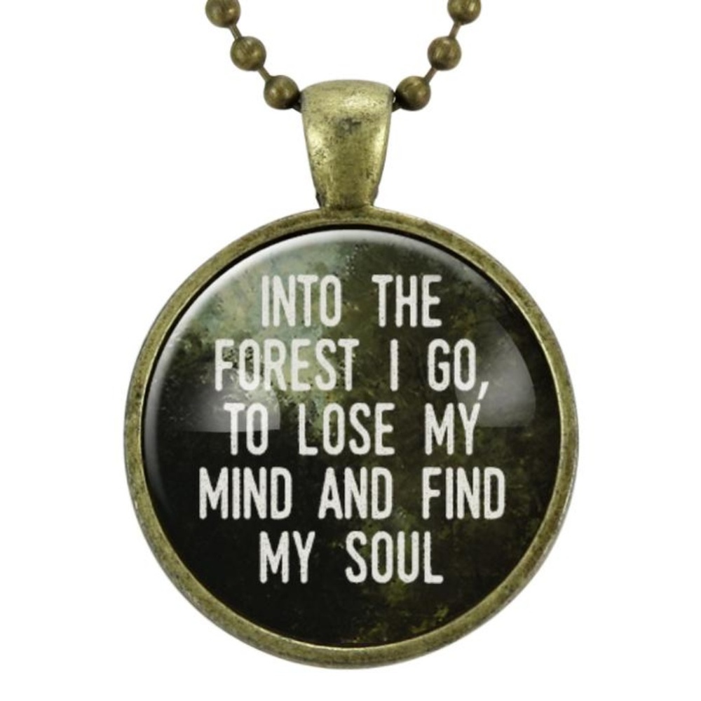 Handmade Into The Forest I Go Quote Necklace - Picture 1 of 3